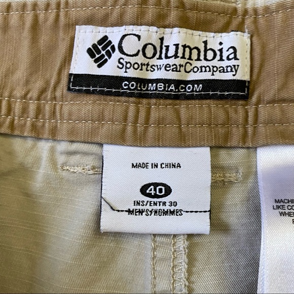 Columbia Sz 40 AM8187 Pant Slacks Trouser 5 Pocket Men’s Beige Tan - Picture 4 of 9